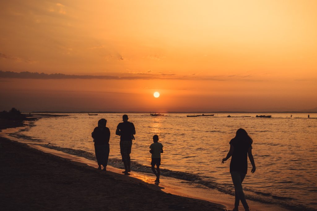 family on beach